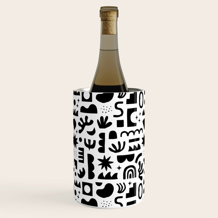 Black and white abstract organic shape pattern Wine Chiller Gallery Image 1