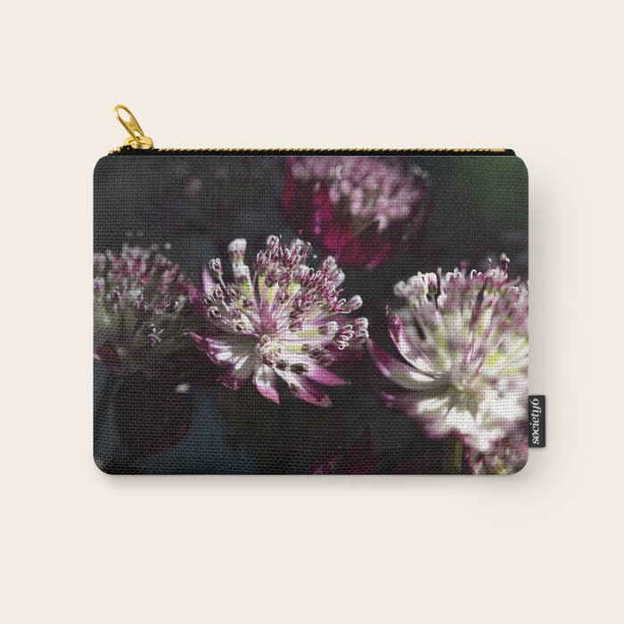 Full moon forest - still life dark astrantia major flowers - deep purple fall nature photography. Carry All Pouch Gallery Image 1