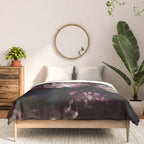 Full moon forest - still life dark astrantia major flowers - deep purple fall nature photography. Comforter Gallery Image 3