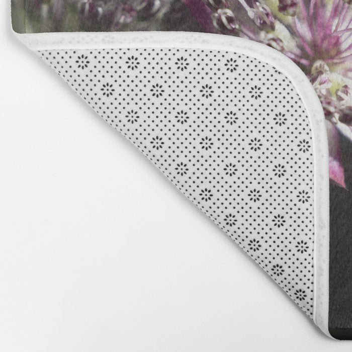 Full moon forest - still life dark astrantia major flowers - deep purple fall nature photography. Bath Mat Gallery Image 2