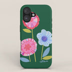 Folky Flowers in Bloom in Green & Pink iPhone Case Gallery Image 1