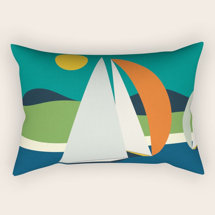 mid century sails Rectangular Pillow Gallery Image 1