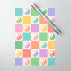 Colorful Yin Yang Checkered Pattern Wrapping Paper Gallery Image 1