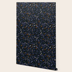 Midnight Floral Pattern #2 / Purple & Orange Wallpaper Gallery Image 2