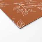 Delicate White Leaves and Branch on a Rust Orange Background Welcome Mat Gallery Image 2