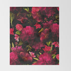 Vintage & Shabby Chic - Dark Red Antique Night Roses Botanical Garden Throw Blanket Gallery Image 2
