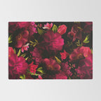 Vintage & Shabby Chic - Dark Red Antique Night Roses Botanical Garden Rug Gallery Image 2