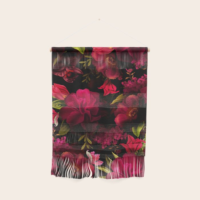 Vintage & Shabby Chic - Dark Red Antique Night Roses Botanical Garden Wall Hanging Gallery Image 1