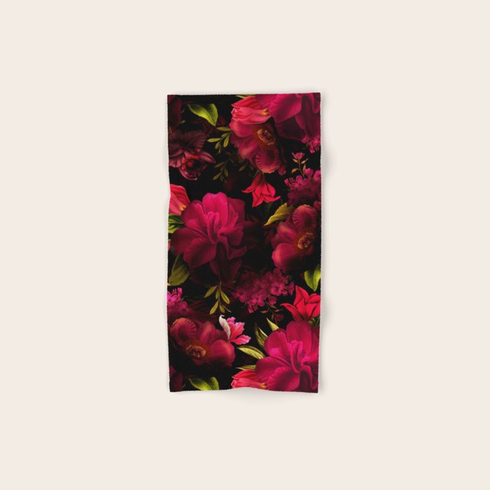 Vintage & Shabby Chic - Dark Red Antique Night Roses Botanical Garden Bath Towel Gallery Image 1