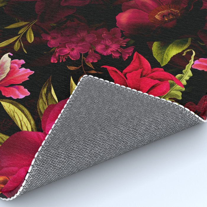 Vintage & Shabby Chic - Dark Red Antique Night Roses Botanical Garden Rug Gallery Image 4