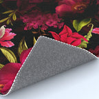 Vintage & Shabby Chic - Dark Red Antique Night Roses Botanical Garden Rug Gallery Image 4