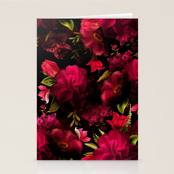 Vintage & Shabby Chic - Dark Red Antique Night Roses Botanical Garden Stationery Card Gallery Image 1