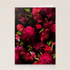 Vintage & Shabby Chic - Dark Red Antique Night Roses Botanical Garden Stationery Card Gallery Image 2