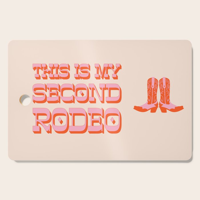 This is My Second Rodeo (pink and orange old west letters) Cutting Board Gallery Image 1