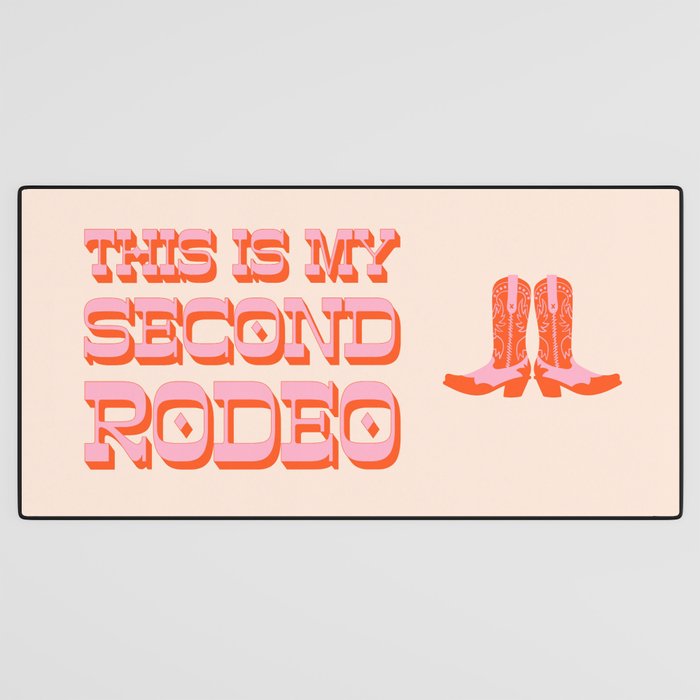 This is My Second Rodeo (pink and orange old west letters) Desk Mat Gallery Image 3