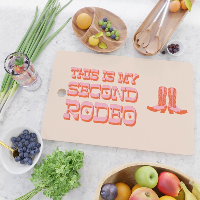 This is My Second Rodeo (pink and orange old west letters) Cutting Board Gallery Image 2