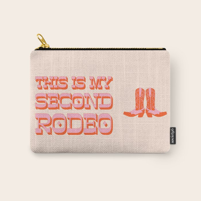 This is My Second Rodeo (pink and orange old west letters) Carry All Pouch Gallery Image 1