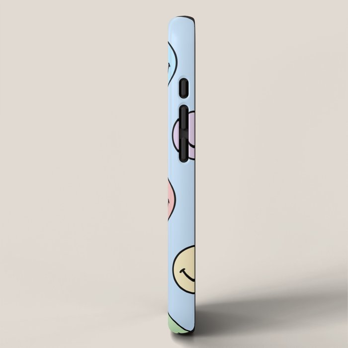 Pastel Blue Colorful Smiley Faces iPhone Case Gallery Image 2