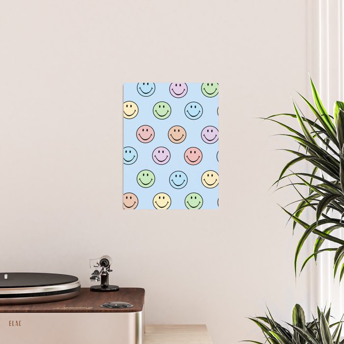 Pastel Blue Colorful Smiley Faces Poster Gallery Image 2