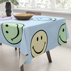 Pastel Blue Colorful Smiley Faces Tablecloth Gallery Image 3