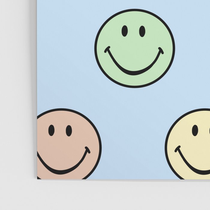 Pastel Blue Colorful Smiley Faces Poster Gallery Image 3