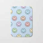 Pastel Blue Colorful Smiley Faces Bath Mat Gallery Image 1