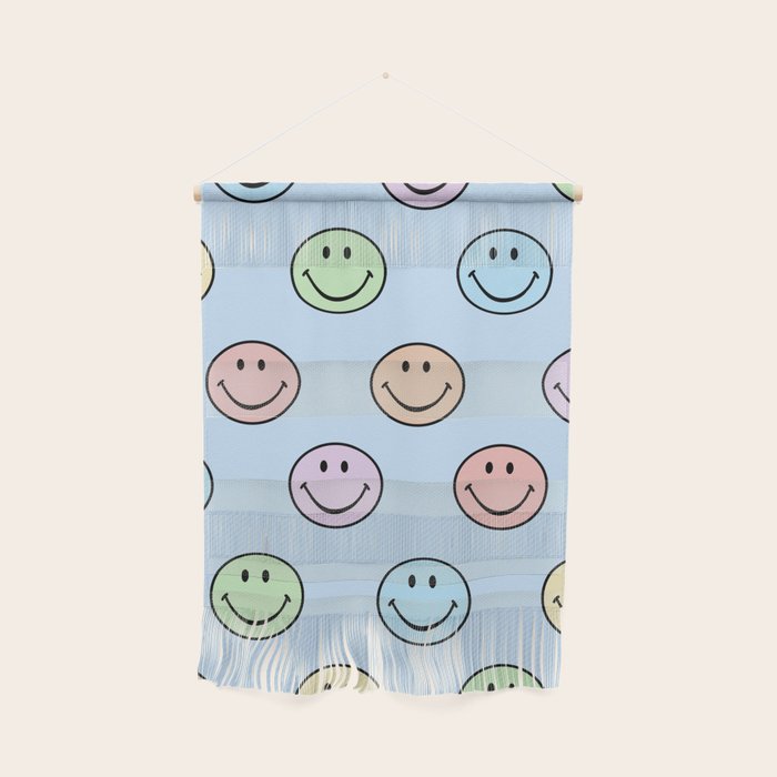 Pastel Blue Colorful Smiley Faces Wall Hanging Gallery Image 1