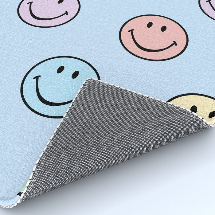 Pastel Blue Colorful Smiley Faces Rug Gallery Image 4