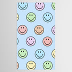 Pastel Blue Colorful Smiley Faces Tablecloth Gallery Image 2