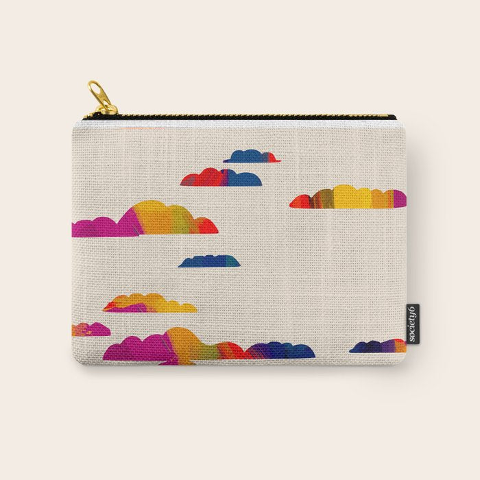 Totem Clouds, Colorful Sky Vibrant Eclectic Bohemian, Abstract Positivity Good Vibes Boho Contemporary Modern Painting Carry All Pouch Gallery Image 1