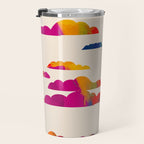 Totem Clouds, Colorful Sky Vibrant Eclectic Bohemian, Abstract Positivity Good Vibes Boho Contemporary Modern Painting Travel Mug Gallery Image 3