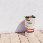 Totem Clouds, Colorful Sky Vibrant Eclectic Bohemian, Abstract Positivity Good Vibes Boho Contemporary Modern Painting Travel Mug Gallery Image 4