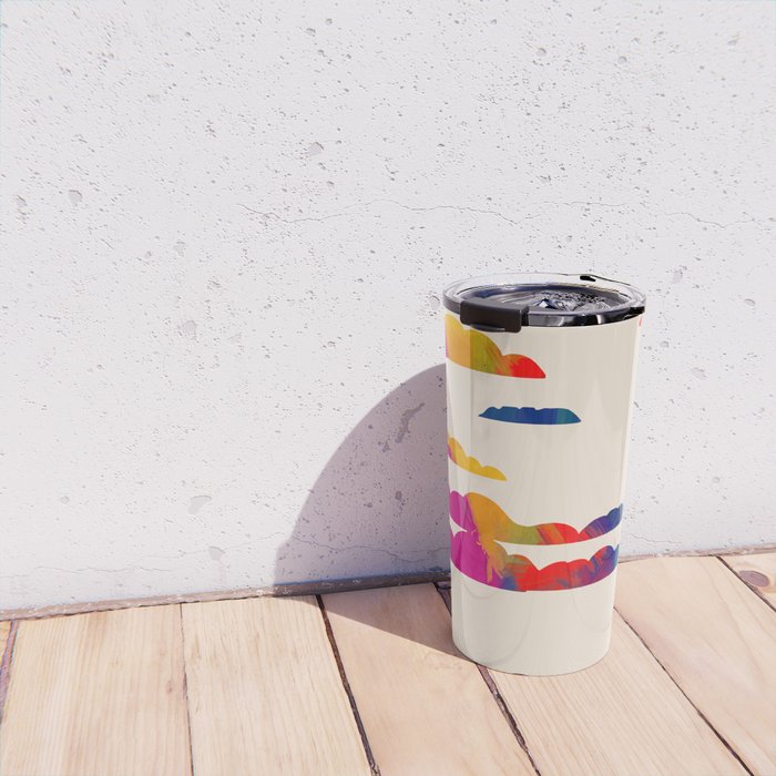 Totem Clouds, Colorful Sky Vibrant Eclectic Bohemian, Abstract Positivity Good Vibes Boho Contemporary Modern Painting Travel Mug Gallery Image 4