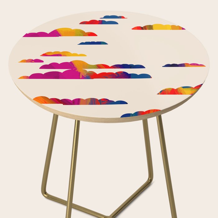 Totem Clouds, Colorful Sky Vibrant Eclectic Bohemian, Abstract Positivity Good Vibes Boho Contemporary Modern Painting Side Table Gallery Image 2