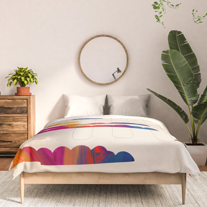 Totem Clouds, Colorful Sky Vibrant Eclectic Bohemian, Abstract Positivity Good Vibes Boho Contemporary Modern Painting Comforter Gallery Image 3