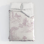 Toile de Jouy Vintage French Soft Lilac Blush Pastoral Pattern Duvet Cover Gallery Image 6