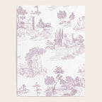Toile de Jouy Vintage French Soft Lilac Blush Pastoral Pattern Poster Gallery Image 4