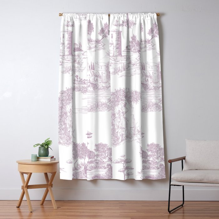 Toile de Jouy Vintage French Soft Lilac Blush Pastoral Pattern Window Curtain Gallery Image 1