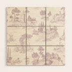 Toile de Jouy Vintage French Soft Lilac Blush Pastoral Pattern Wood Wall Art Gallery Image 1