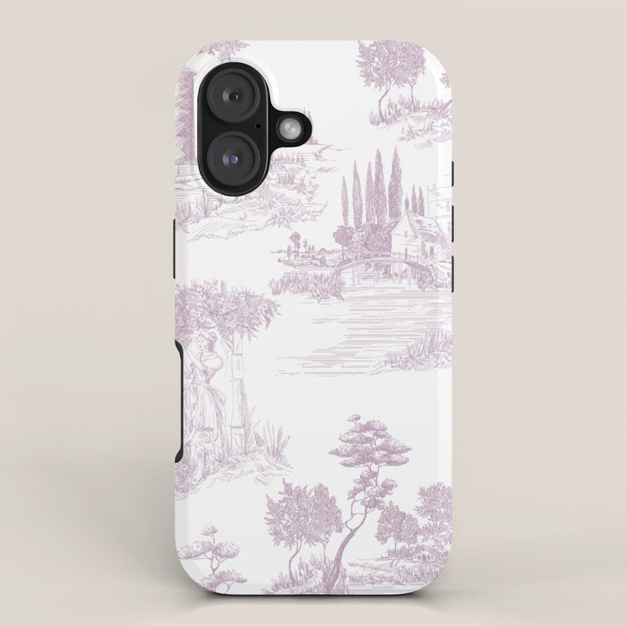 Toile de Jouy Vintage French Soft Lilac Blush Pastoral Pattern iPhone Case Gallery Image 1