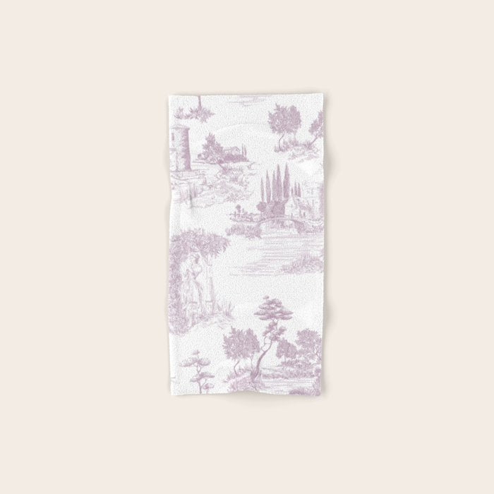 Toile de Jouy Vintage French Soft Lilac Blush Pastoral Pattern Bath Towel Gallery Image 1