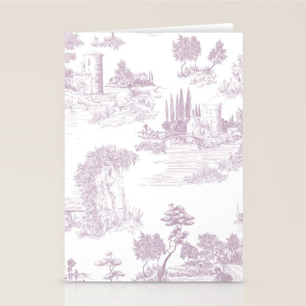 Toile de Jouy Vintage French Soft Lilac Blush Pastoral Pattern Stationery Card Gallery Image 2