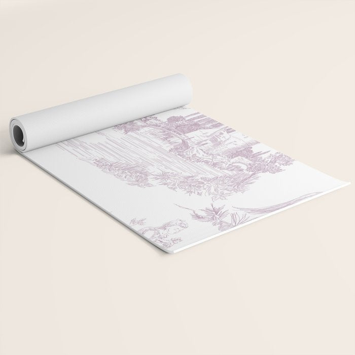 Toile de Jouy Vintage French Soft Lilac Blush Pastoral Pattern Yoga Mat Gallery Image 2