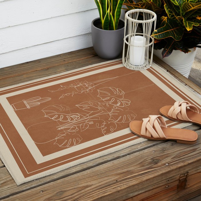 Minimal Window With Potted Plants 5 Outdoor Rug Gallery Image 2