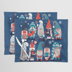 Let it gnome // blue background little Santa's helpers preparing for Christmas neon red classic oxford and pastel blue dressed gnomes Placemat Gallery Image 1
