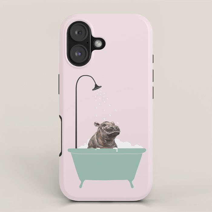 Hippo Enjoying Bubble Bath iPhone Case Gallery Image 1