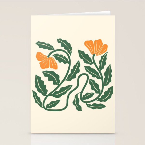 Midcentury Nasturtium on Vines Stationery Card Gallery Image 2