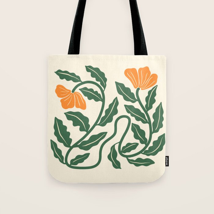Midcentury Nasturtium on Vines Tote Bag Gallery Image 1