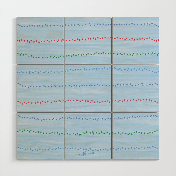 Minimal Doodle Dots in Sky Blue Wood Wall Art Gallery Image 1