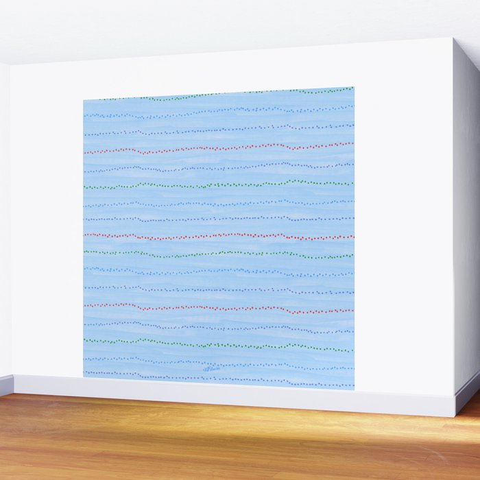 Minimal Doodle Dots in Sky Blue Wall Mural Gallery Image 2